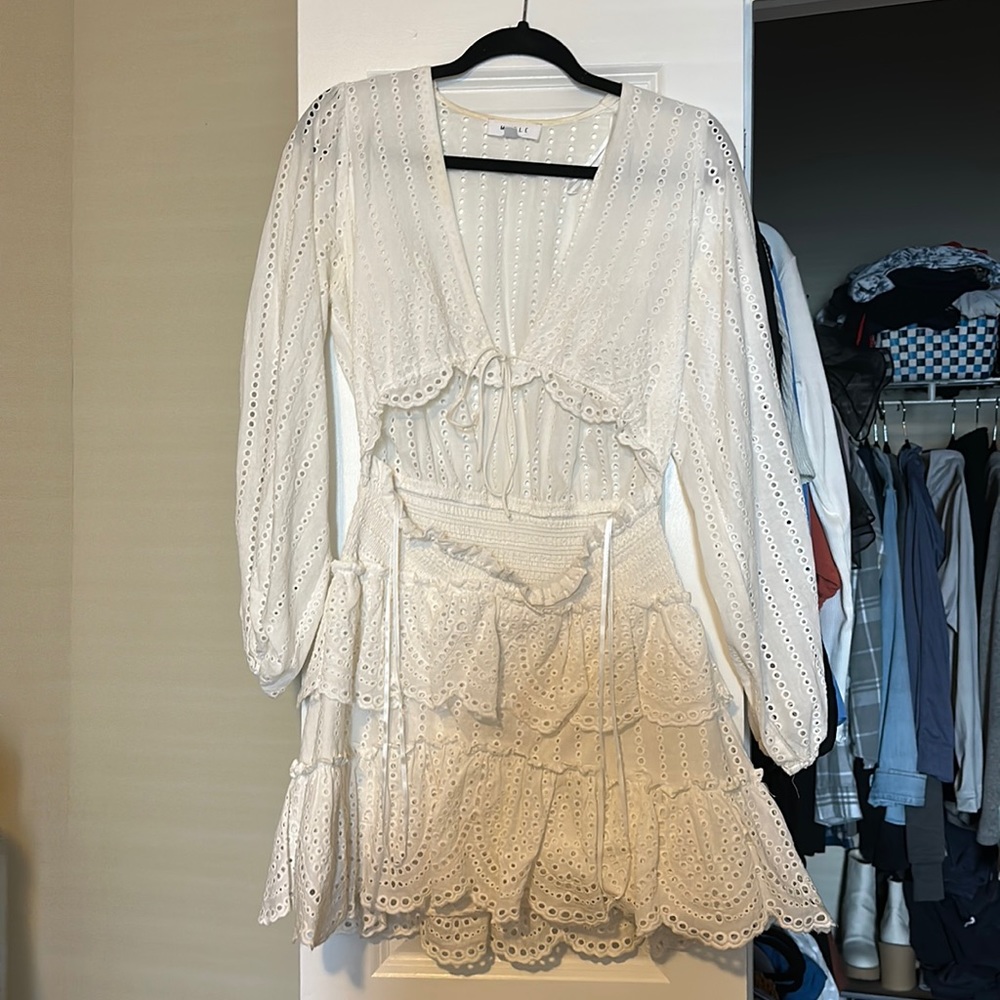 White long sleeve mini dress